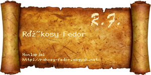 Rákosy Fedor névjegykártya